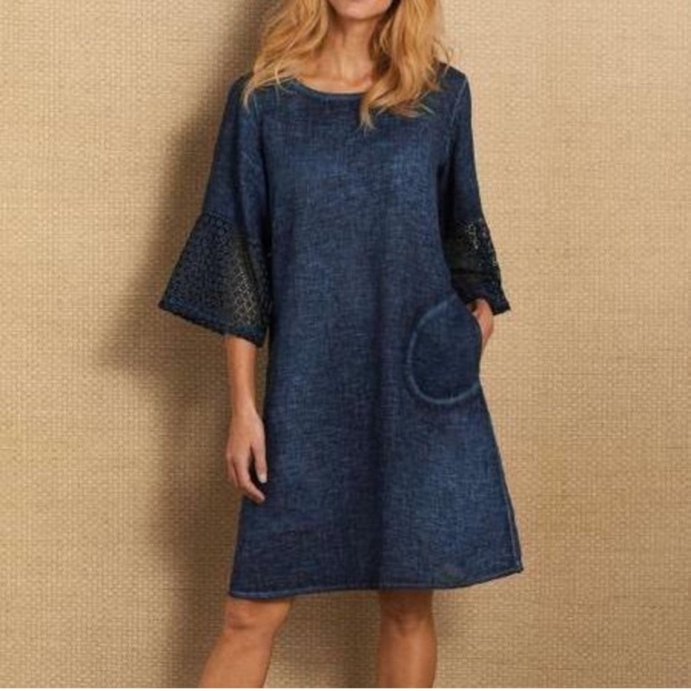 Soft Surroundings Franca Crochet Linen Dress M